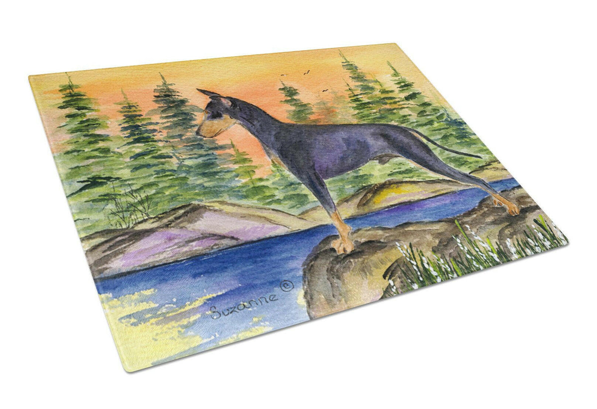 Manchester Terrier Cutting Board Tempered Glass Kitchen Cutting Surface, Heat Resistant Chopping, Non-Slip Feet, Food Prep & Serving