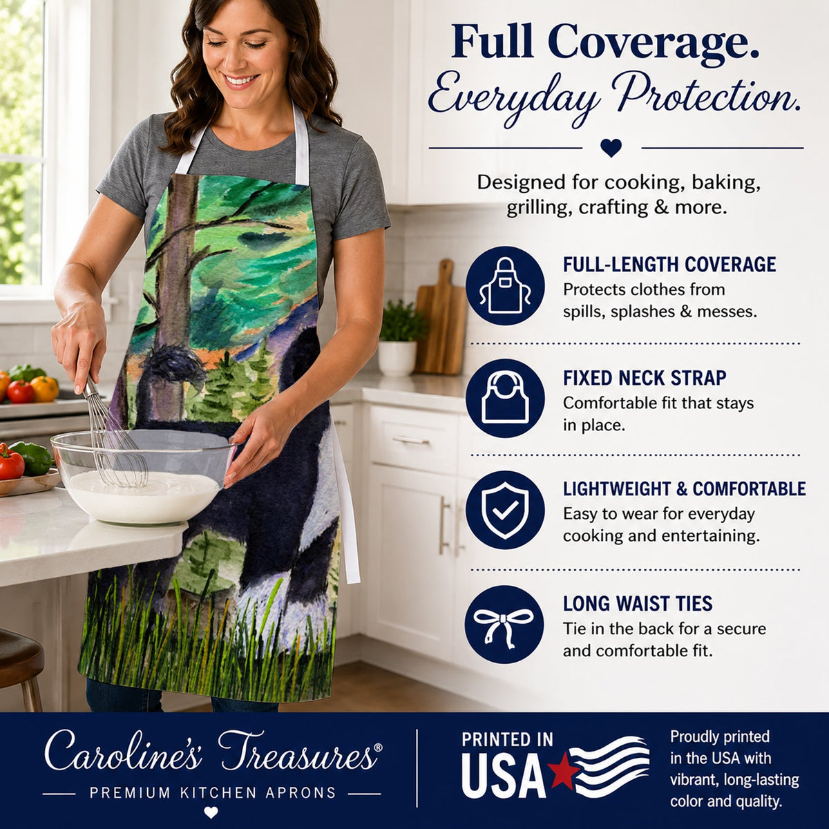 Portuguese Water Dog Apron Cooking Kitchen Server Baking Crafts Gardening for Adult Women Men, Unisex, Large, Multicolor