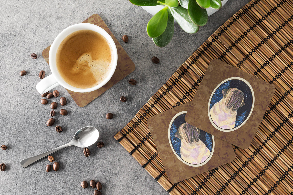 Starry Night Mastiff Foam Coasters Set of 4 Cup Coasters for Indoor Outdoor, Tabletop Protection, Anti Slip, Mouse pad Material