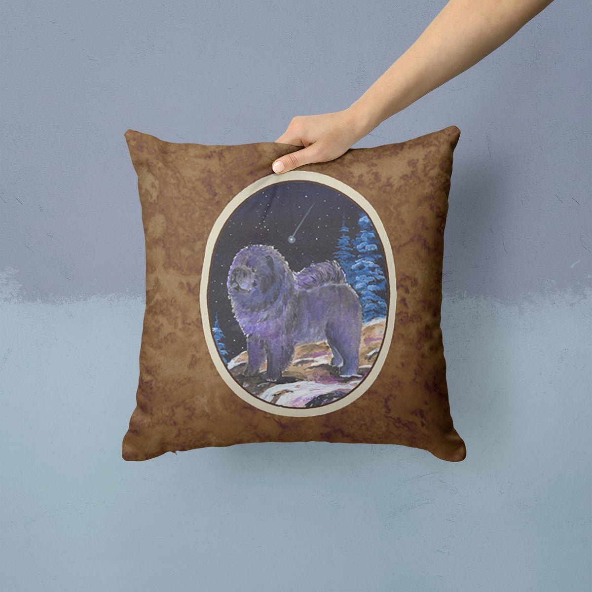 Starry Night Chow Chow Decorative Throw Pillow 14x14 Indoor Outdoor Accent Cushion, Fabric Cover with Insert for Sofa, Bed, Porch & Living Room