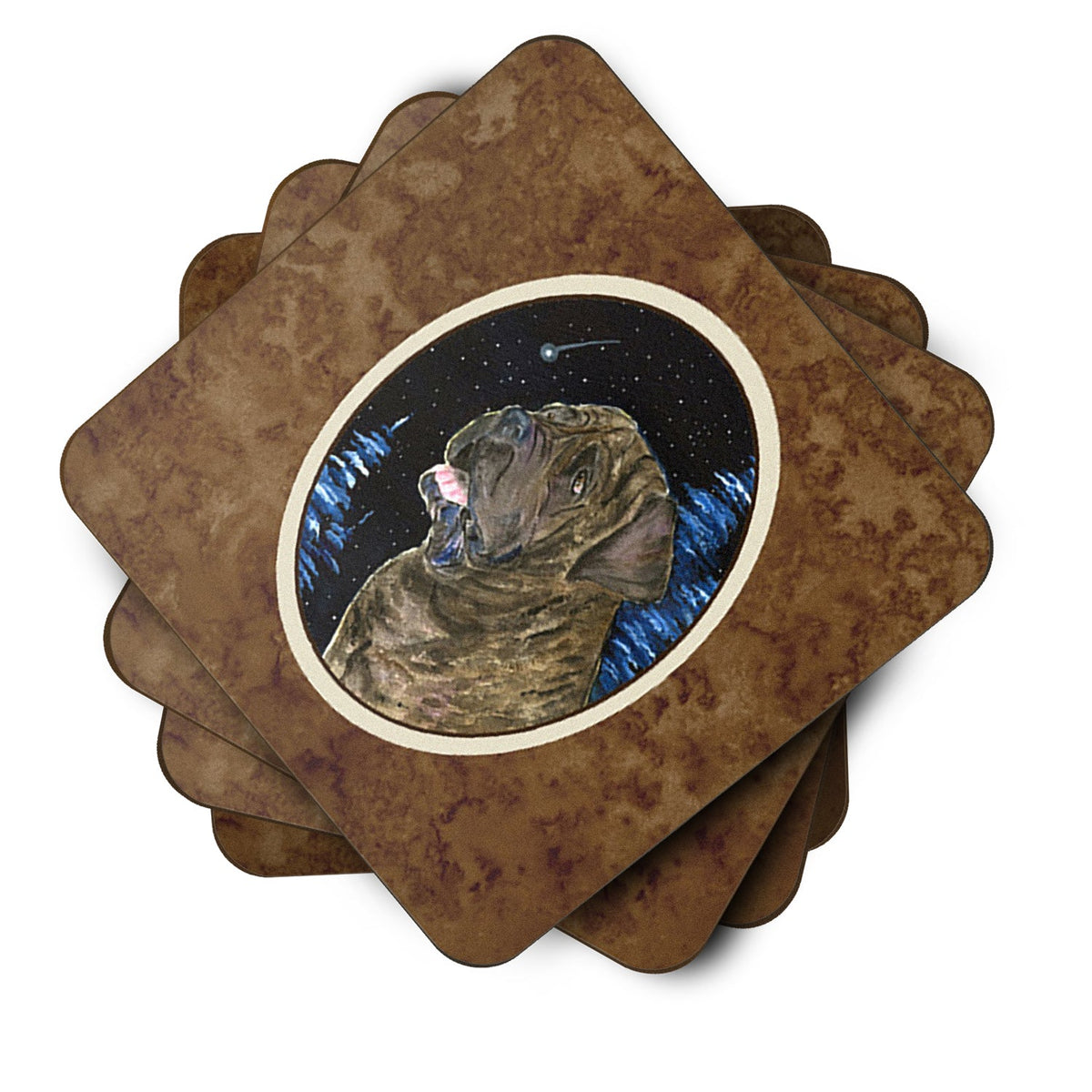 Starry Night Mastiff Foam Coasters Set of 4 Cup Coasters for Indoor Outdoor, Tabletop Protection, Anti Slip, Mouse pad Material
