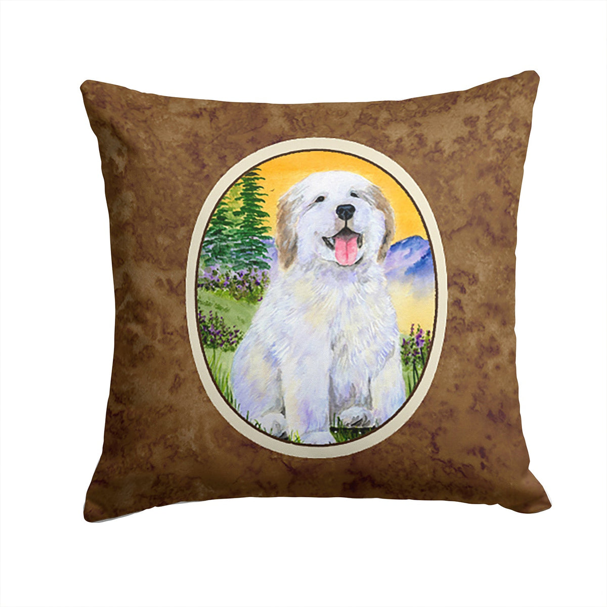 Great Pyrenees Decorative Throw Pillow 14x14 Indoor Outdoor Accent Cushion, Fabric Cover with Insert for Sofa, Bed, Porch & Living Room