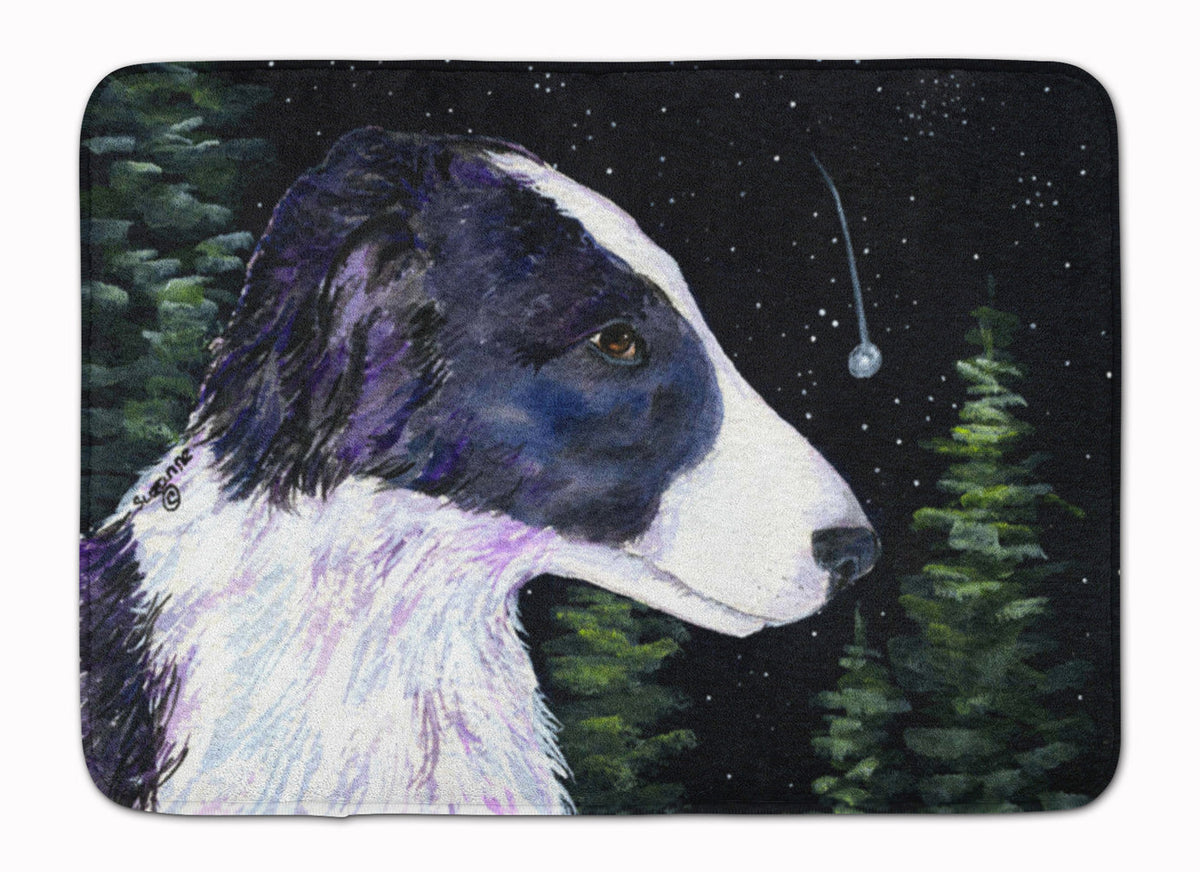 Starry Night Border Collie Memory Foam Kitchen Mat Machine Washable Anti-Fatigue Cushion Comfort Bath or Kitchen Rug