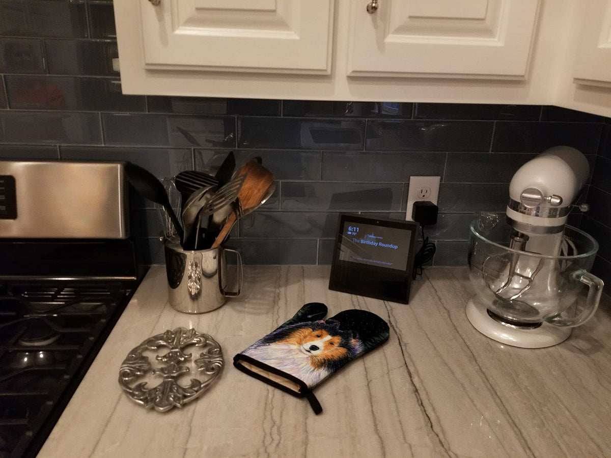 Starry Night Collie Oven Mitt Heat Resistant Thick Oven Mitt for Hot Pans and Oven, Kitchen Mitt Protect Hands, Cooking Baking Glove