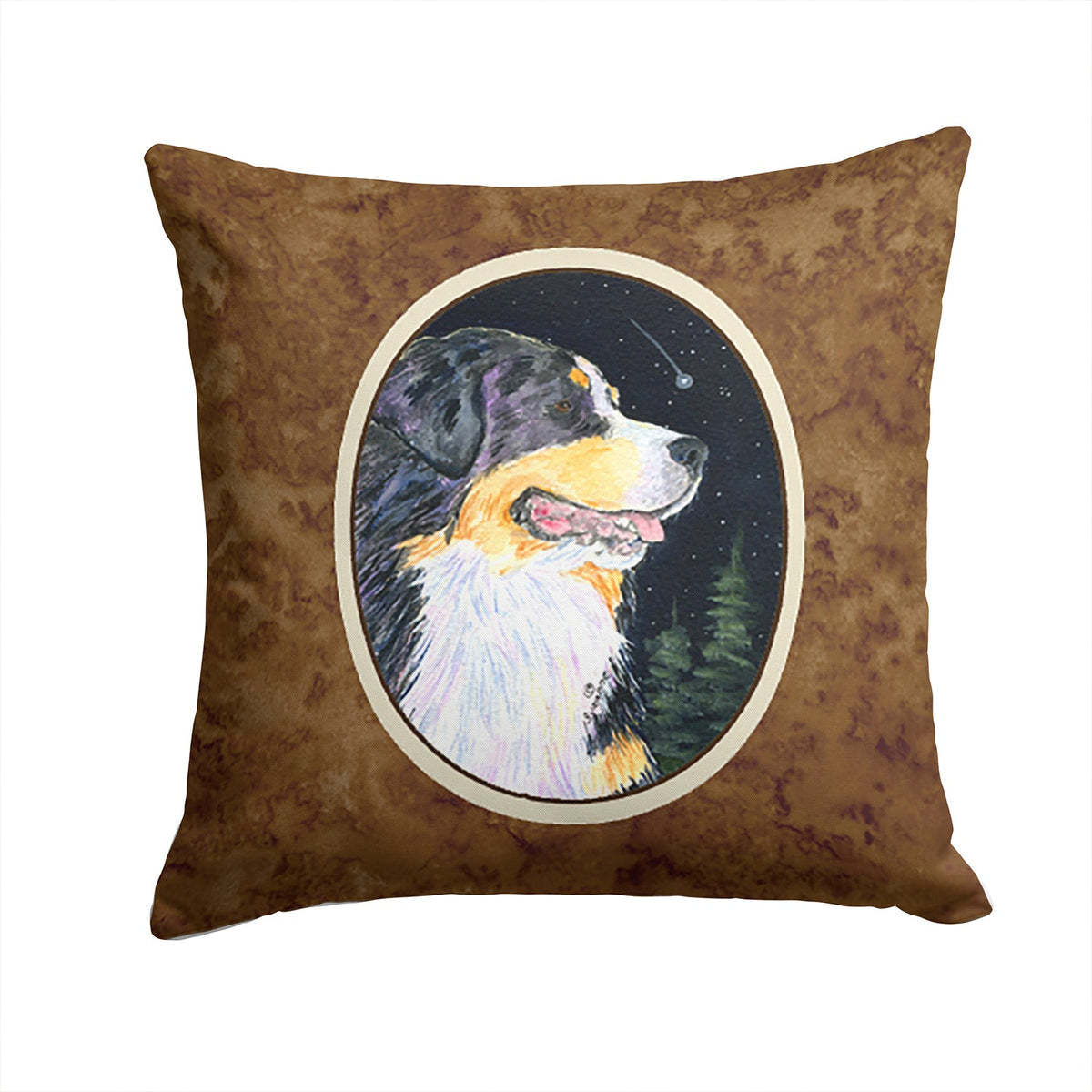 Starry Night Bernese Mountain Dog Decorative Throw Pillow 14x14 Indoor Outdoor Accent Cushion, Fabric Cover with Insert for Sofa, Bed, Porch & Living Room