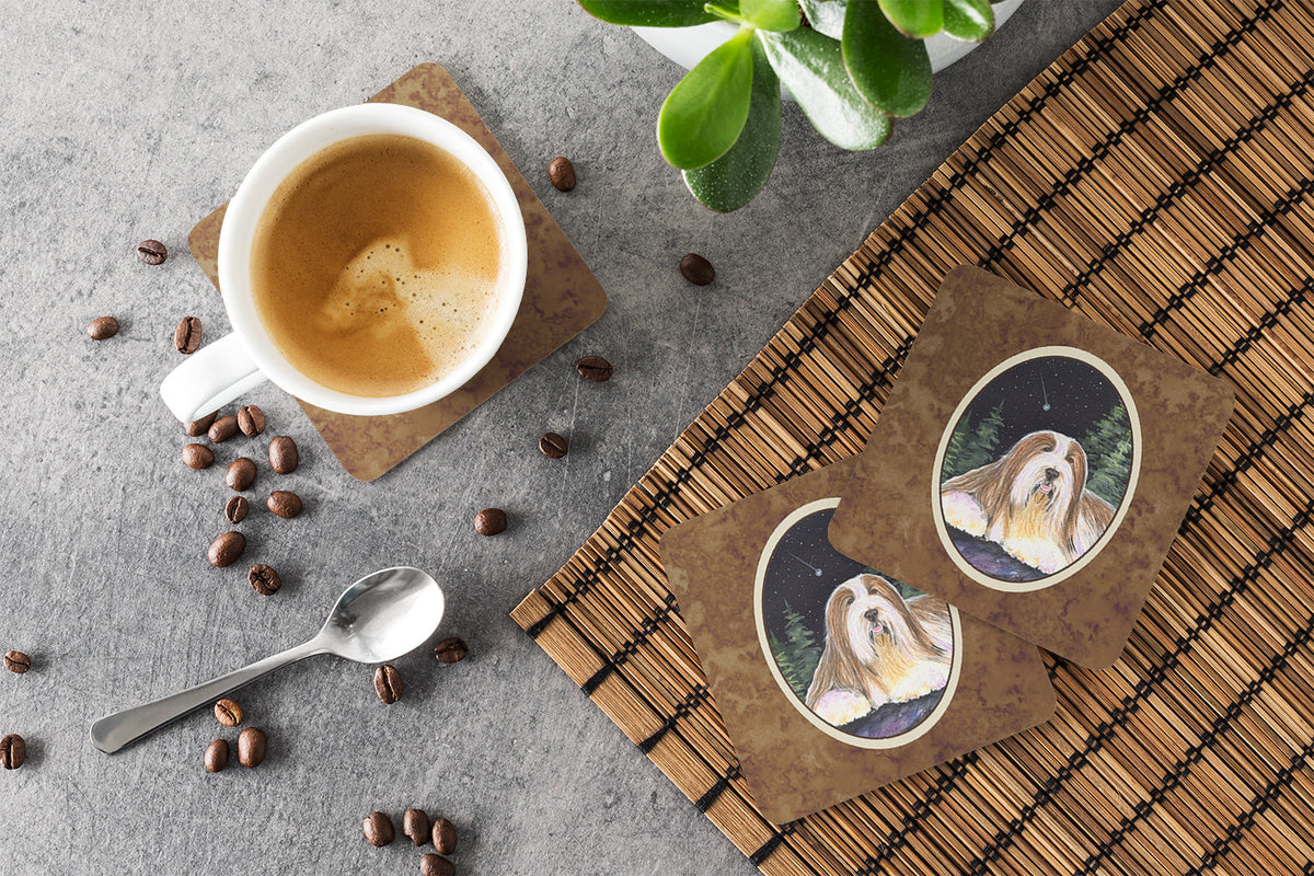 Starry Night Bearded Collie Foam Coasters Set of 4 Cup Coasters for Indoor Outdoor, Tabletop Protection, Anti Slip, Mouse pad Material