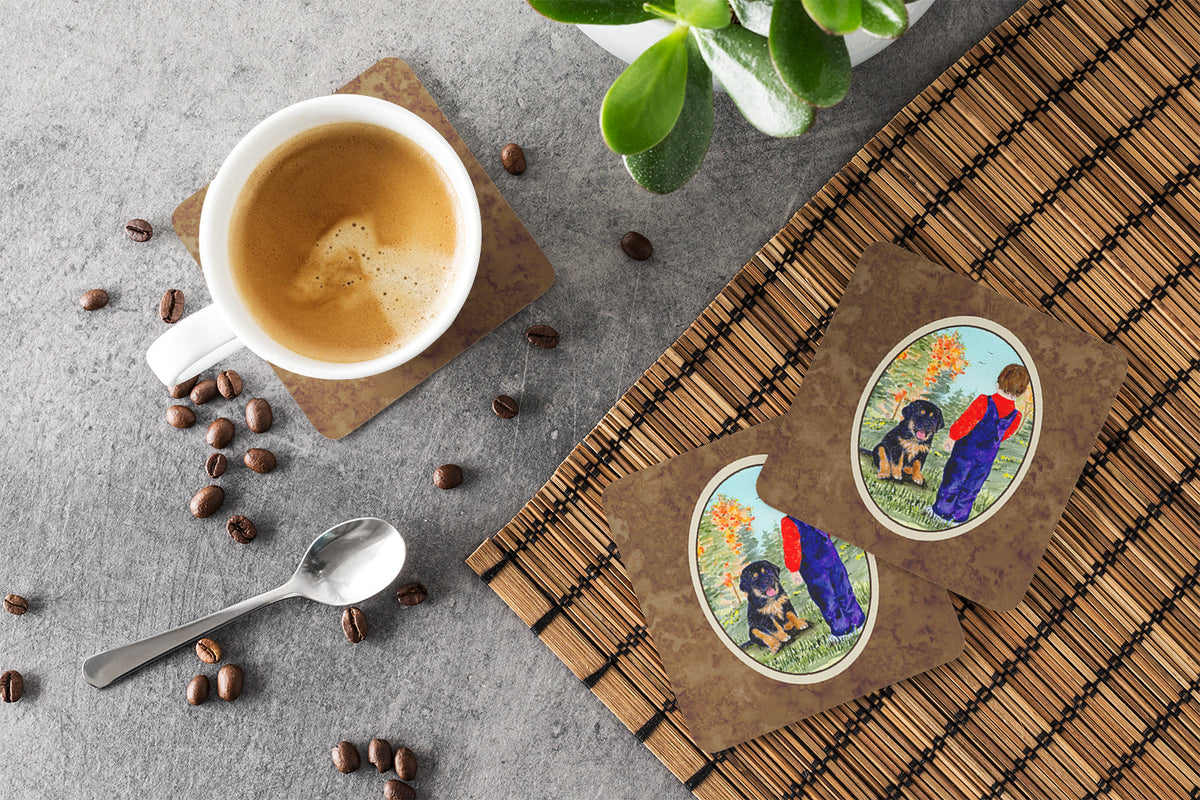 Tibetan Mastiff Foam Coasters Set of 4 Cup Coasters for Indoor Outdoor, Tabletop Protection, Anti Slip, Mouse pad Material