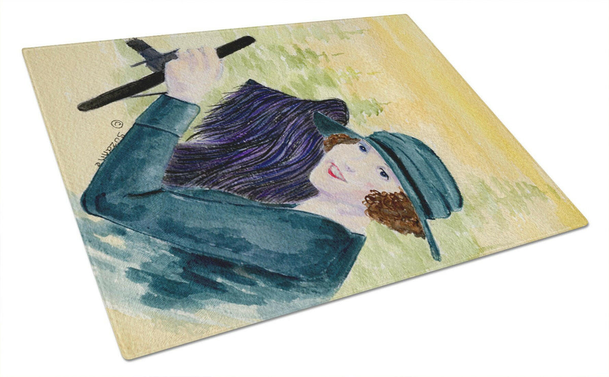Lady driving with her Briard Cutting Board Tempered Glass Kitchen Cutting Surface, Heat Resistant Chopping, Non-Slip Feet, Food Prep & Serving