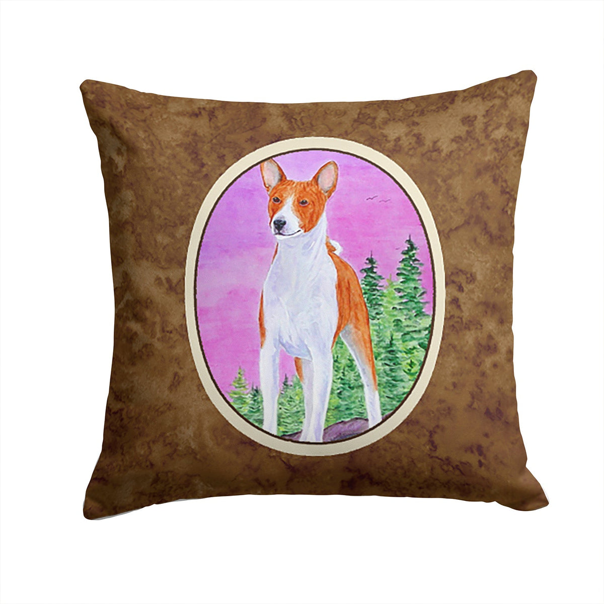 Basenji Decorative Throw Pillow 14x14 Indoor Outdoor Accent Cushion, Fabric Cover with Insert for Sofa, Bed, Porch & Living Room