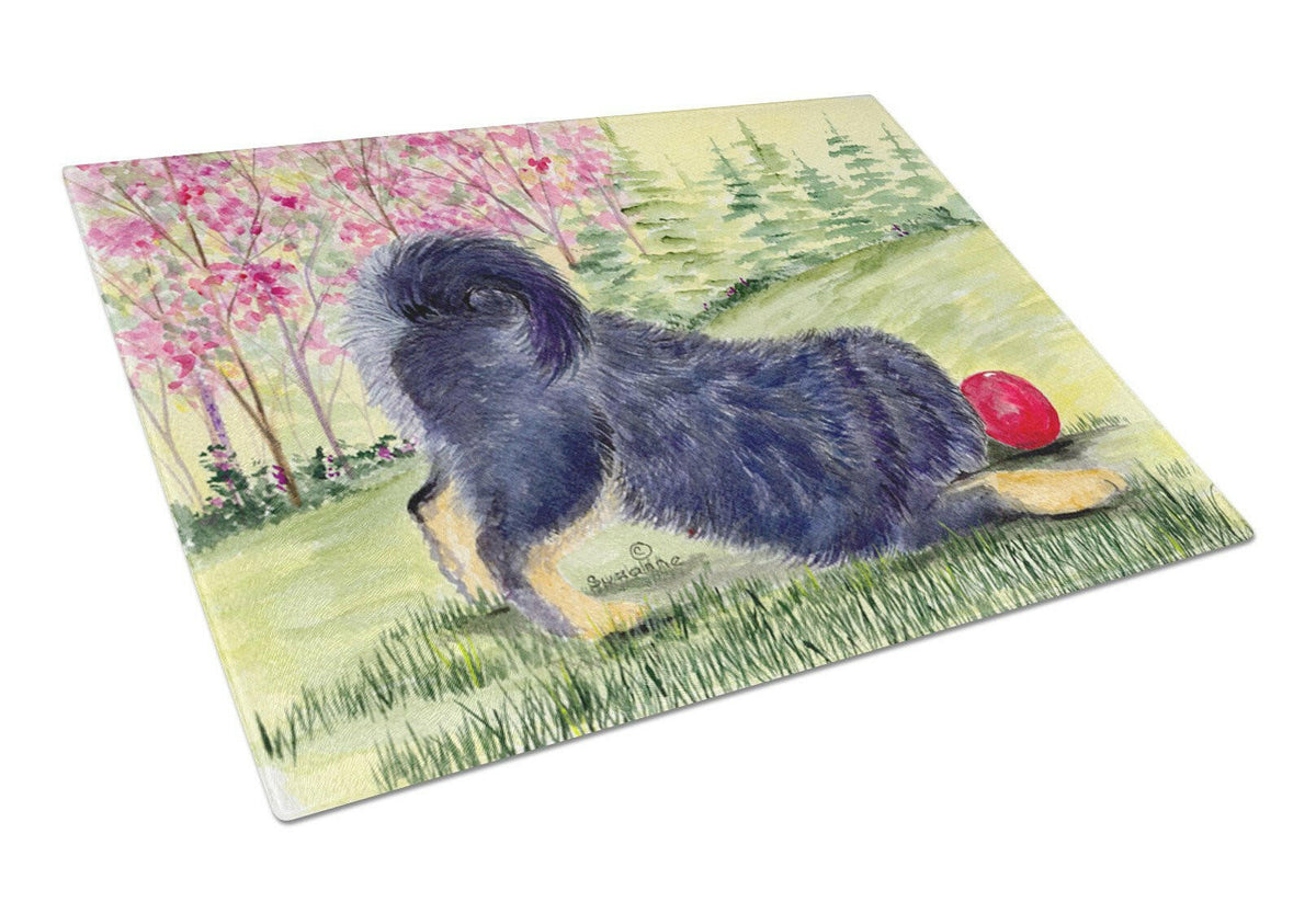 Tibetan Mastiff Cutting Board Tempered Glass Kitchen Cutting Surface, Heat Resistant Chopping, Non-Slip Feet, Food Prep & Serving