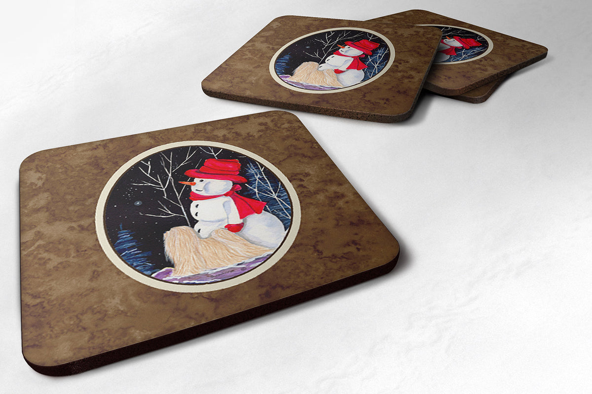 Lhasa Apso Foam Coasters Set of 4 Cup Coasters for Indoor Outdoor, Tabletop Protection, Anti Slip, Mouse pad Material