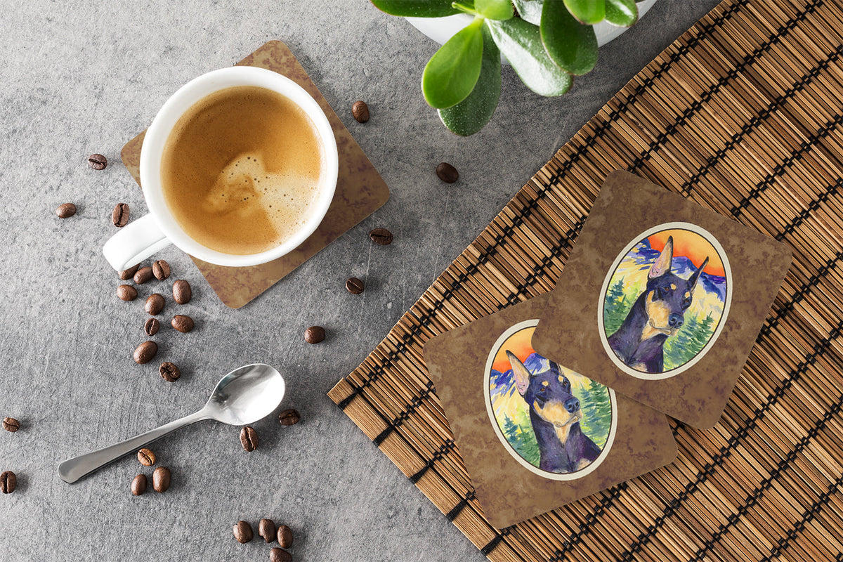 Doberman Foam Coasters Set of 4 Cup Coasters for Indoor Outdoor, Tabletop Protection, Anti Slip, Mouse pad Material