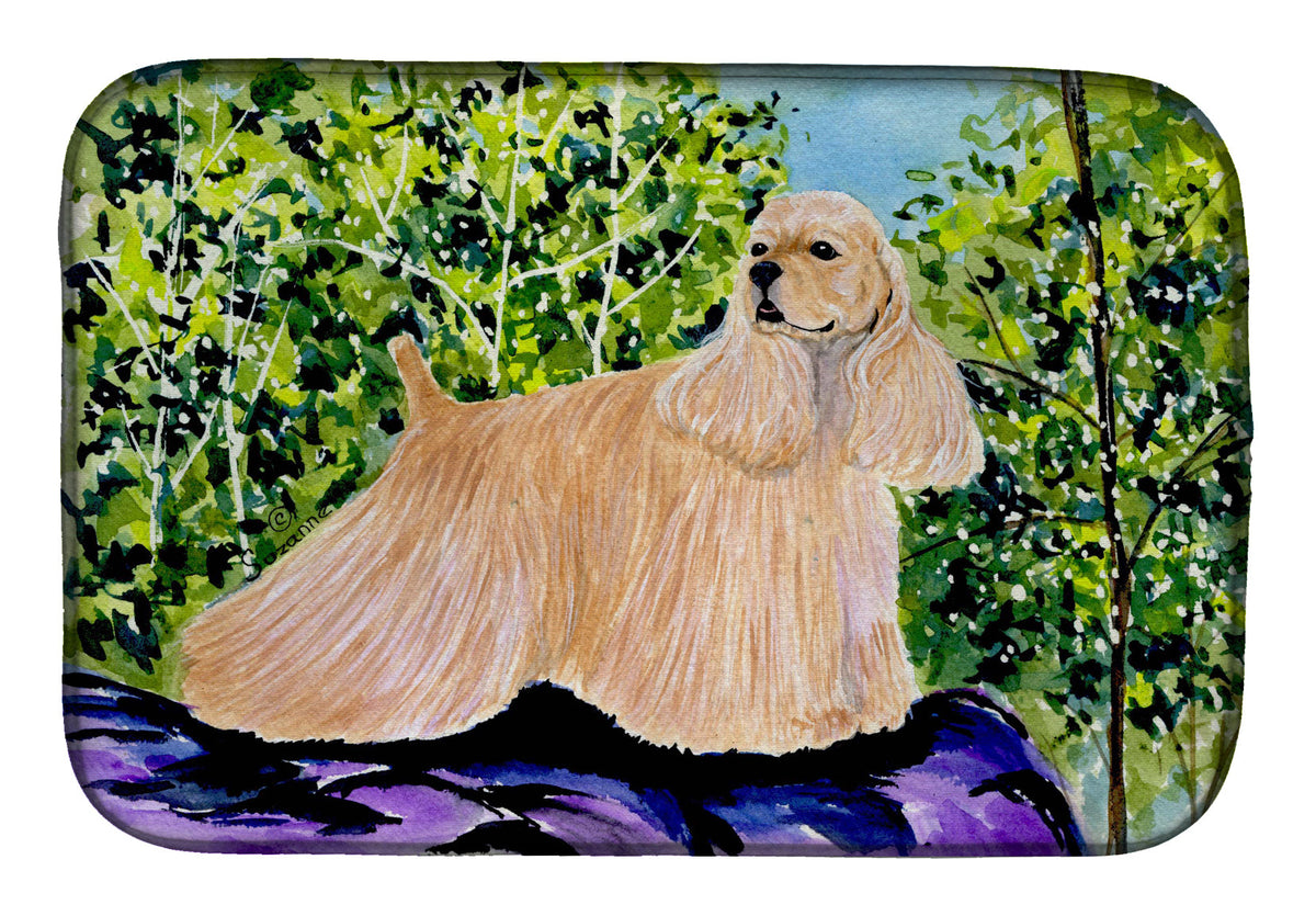 Cocker Spaniel Dish Drying Mat Absorbent Dish Drying Mat Pad for Kitchen Counter Dish Drainer Mat for Countertop, 14 x 21", Multicolor