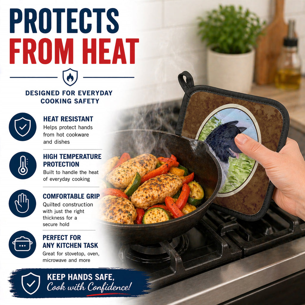 Akita Pot Holder Set of 2 Heat Resistant Quilted Hot Pads 7.5 x 7.5 Inch, Insulated Kitchen Trivets for Cooking & Baking
