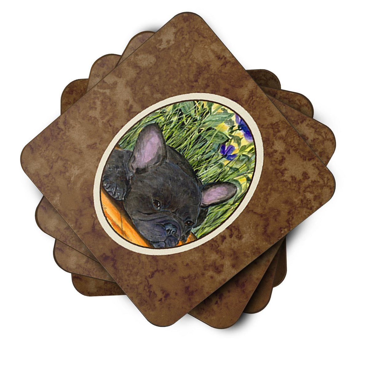 French Bulldog Foam Coasters Set of 4 Cup Coasters for Indoor Outdoor, Tabletop Protection, Anti Slip, Mouse pad Material