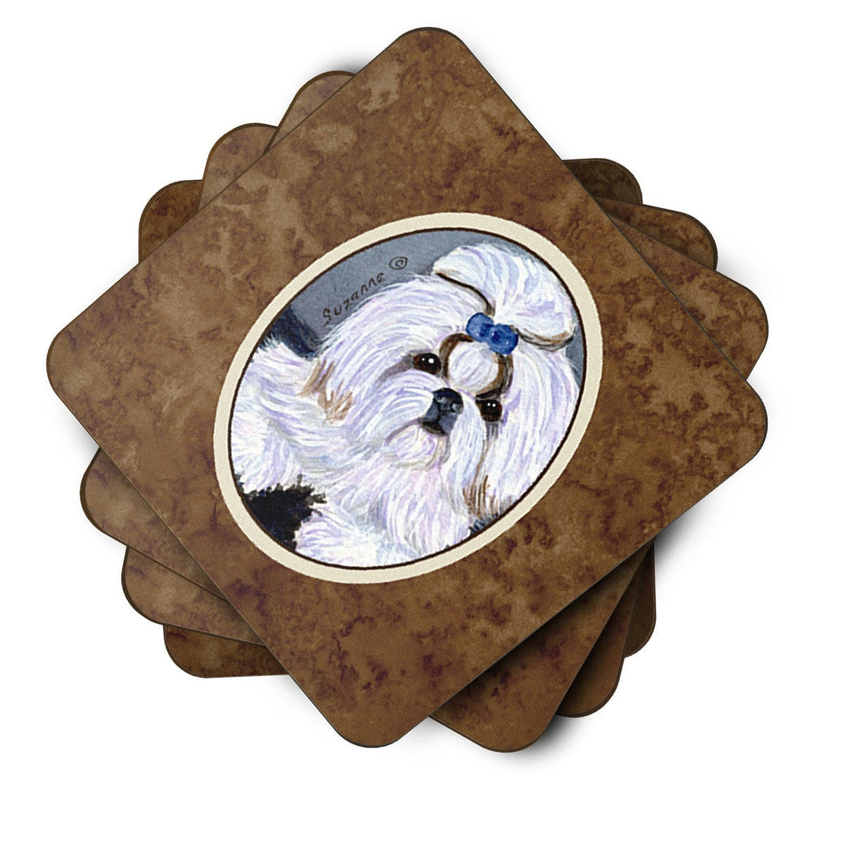 Shih Tzu Foam Coasters Set of 4 Cup Coasters for Indoor Outdoor, Tabletop Protection, Anti Slip, Mouse pad Material