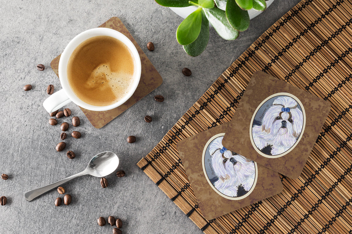 Shih Tzu Foam Coasters Set of 4 Cup Coasters for Indoor Outdoor, Tabletop Protection, Anti Slip, Mouse pad Material