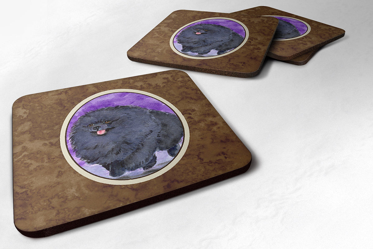 Pomeranian Foam Coasters Set of 4 Cup Coasters for Indoor Outdoor, Tabletop Protection, Anti Slip, Mouse pad Material