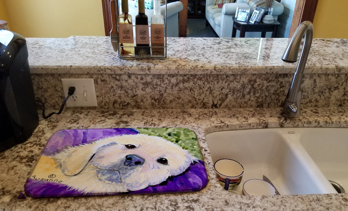 Golden Retriever Dish Drying Mat Absorbent Dish Drying Mat Pad for Kitchen Counter Dish Drainer Mat for Countertop, 14 x 21", Multicolor