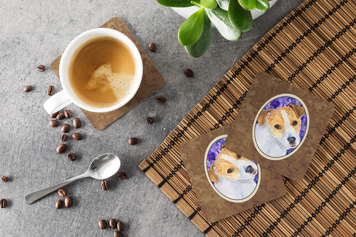 Jack Russell Terrier Foam Coasters Set of 4 Cup Coasters for Indoor Outdoor, Tabletop Protection, Anti Slip, Mouse pad Material