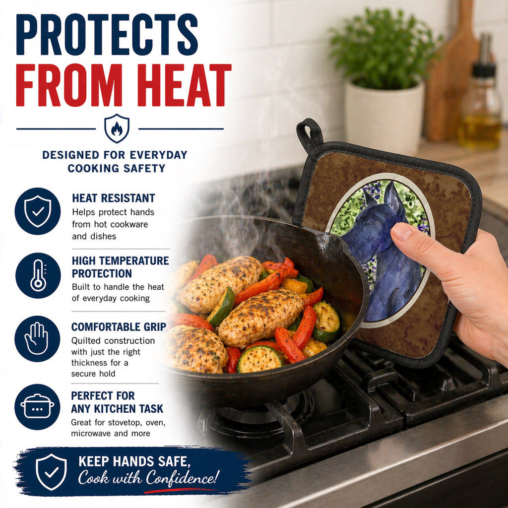 Great Dane Pot Holder Set of 2 Heat Resistant Quilted Hot Pads 7.5 x 7.5 Inch, Insulated Kitchen Trivets for Cooking & Baking