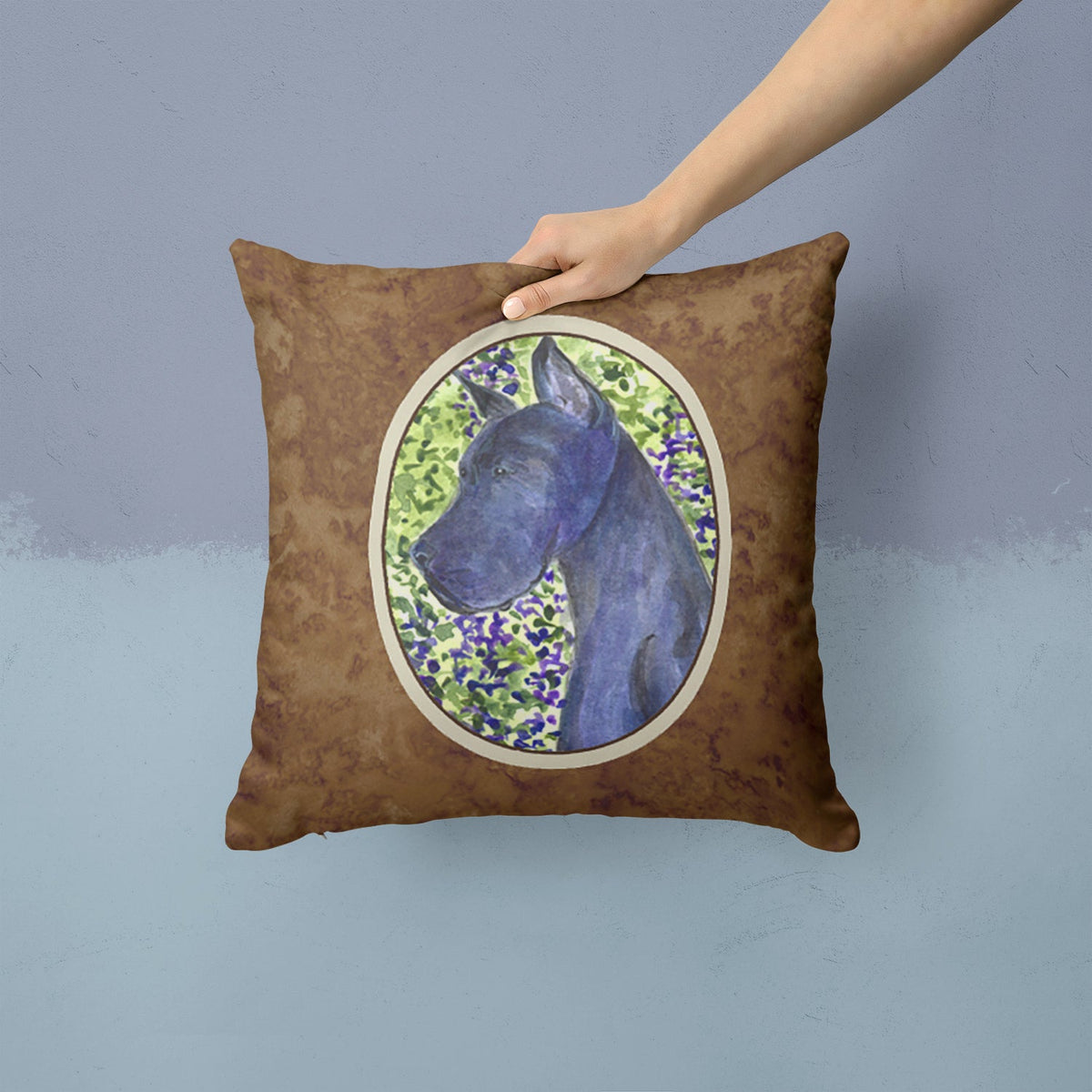 Great Dane Decorative Throw Pillow 14x14 Indoor Outdoor Accent Cushion, Fabric Cover with Insert for Sofa, Bed, Porch & Living Room
