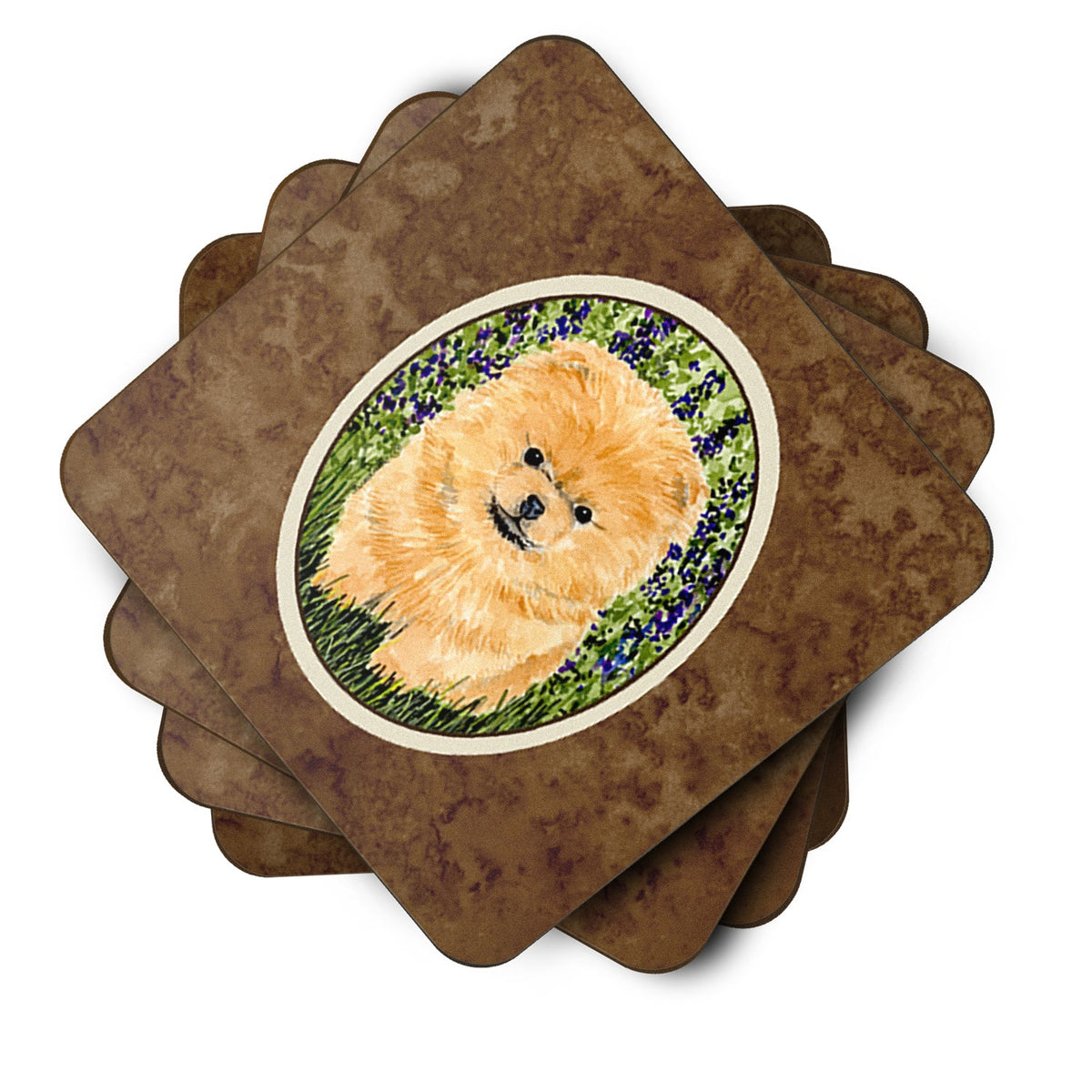 Pomeranian Foam Coasters Set of 4 Cup Coasters for Indoor Outdoor, Tabletop Protection, Anti Slip, Mouse pad Material
