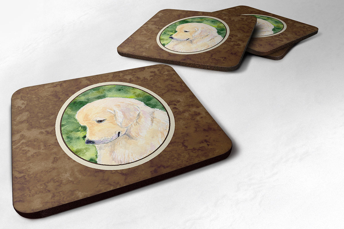 Golden Retriever Foam Coasters Set of 4 Cup Coasters for Indoor Outdoor, Tabletop Protection, Anti Slip, Mouse pad Material