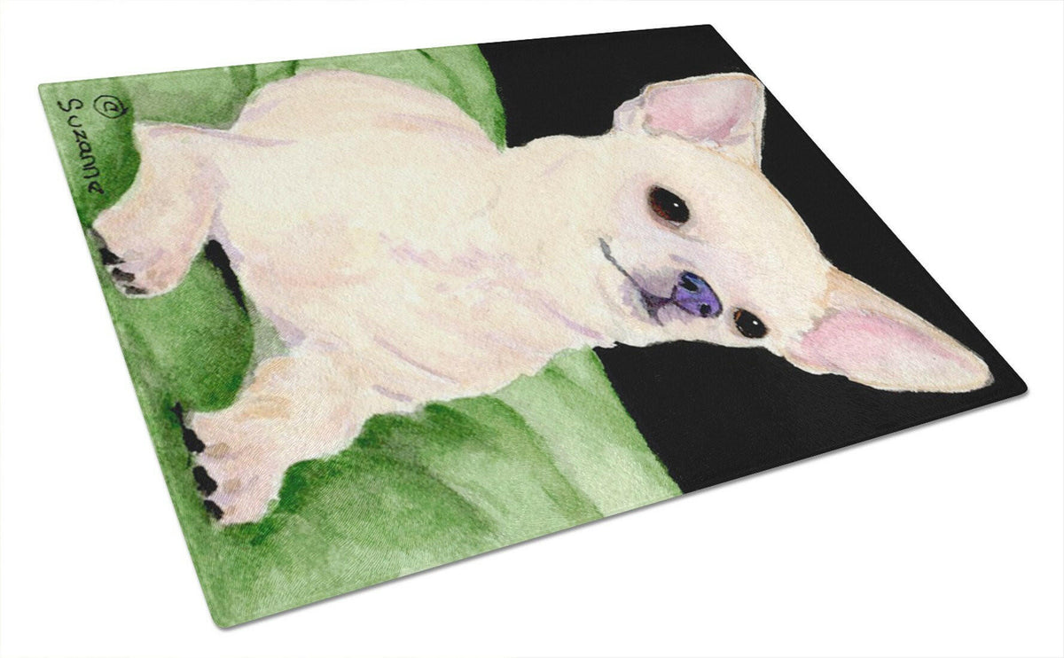 Chihuahua Cutting Board Tempered Glass Kitchen Cutting Surface, Heat Resistant Chopping, Non-Slip Feet, Food Prep & Serving