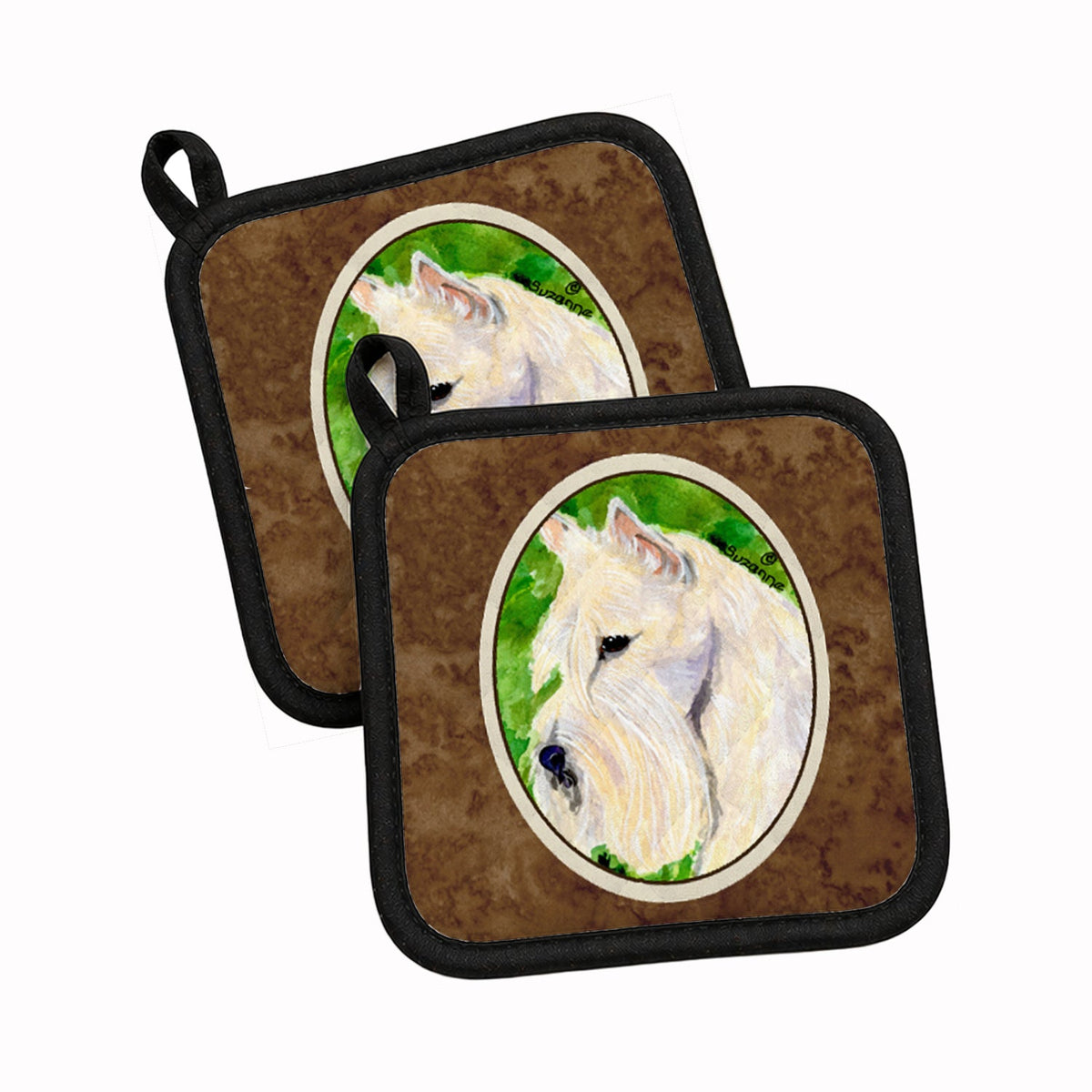 Scottish Terrier Pot Holder Set of 2 Heat Resistant Quilted Hot Pads 7.5 x 7.5 Inch, Insulated Kitchen Trivets for Cooking & Baking