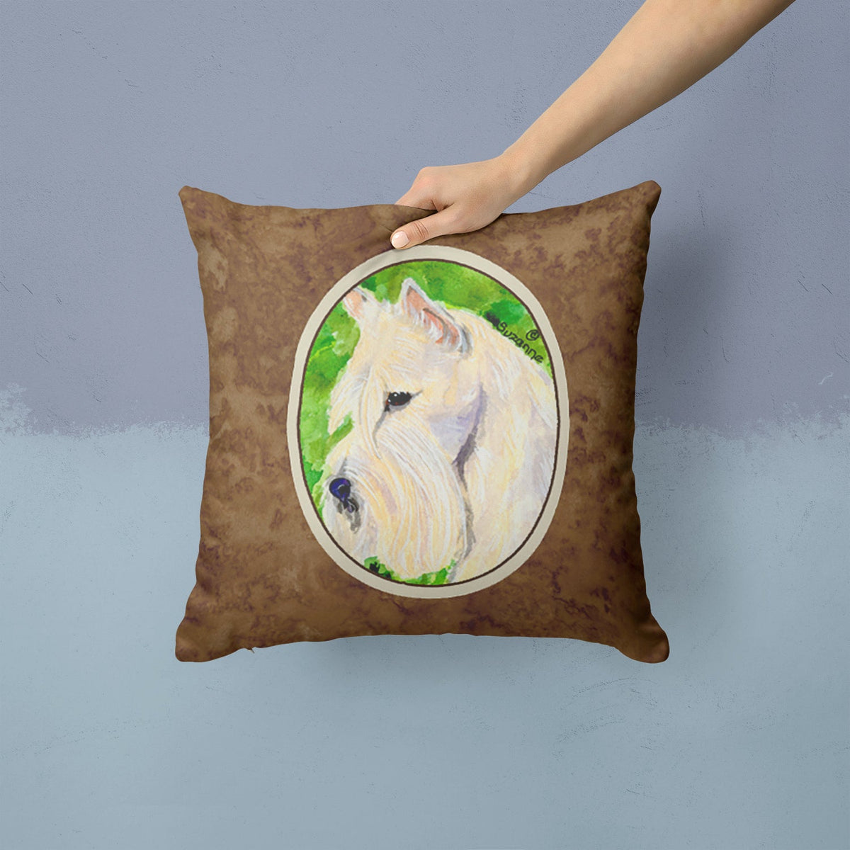 Scottish Terrier Decorative Throw Pillow 14x14 Indoor Outdoor Accent Cushion, Fabric Cover with Insert for Sofa, Bed, Porch & Living Room