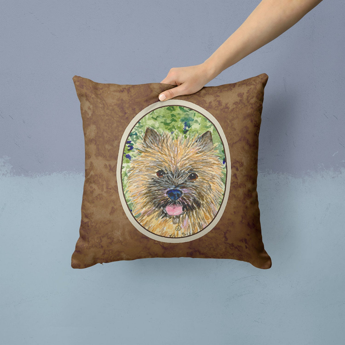 Cairn Terrier Decorative Throw Pillow 14x14 Indoor Outdoor Accent Cushion, Fabric Cover with Insert for Sofa, Bed, Porch & Living Room