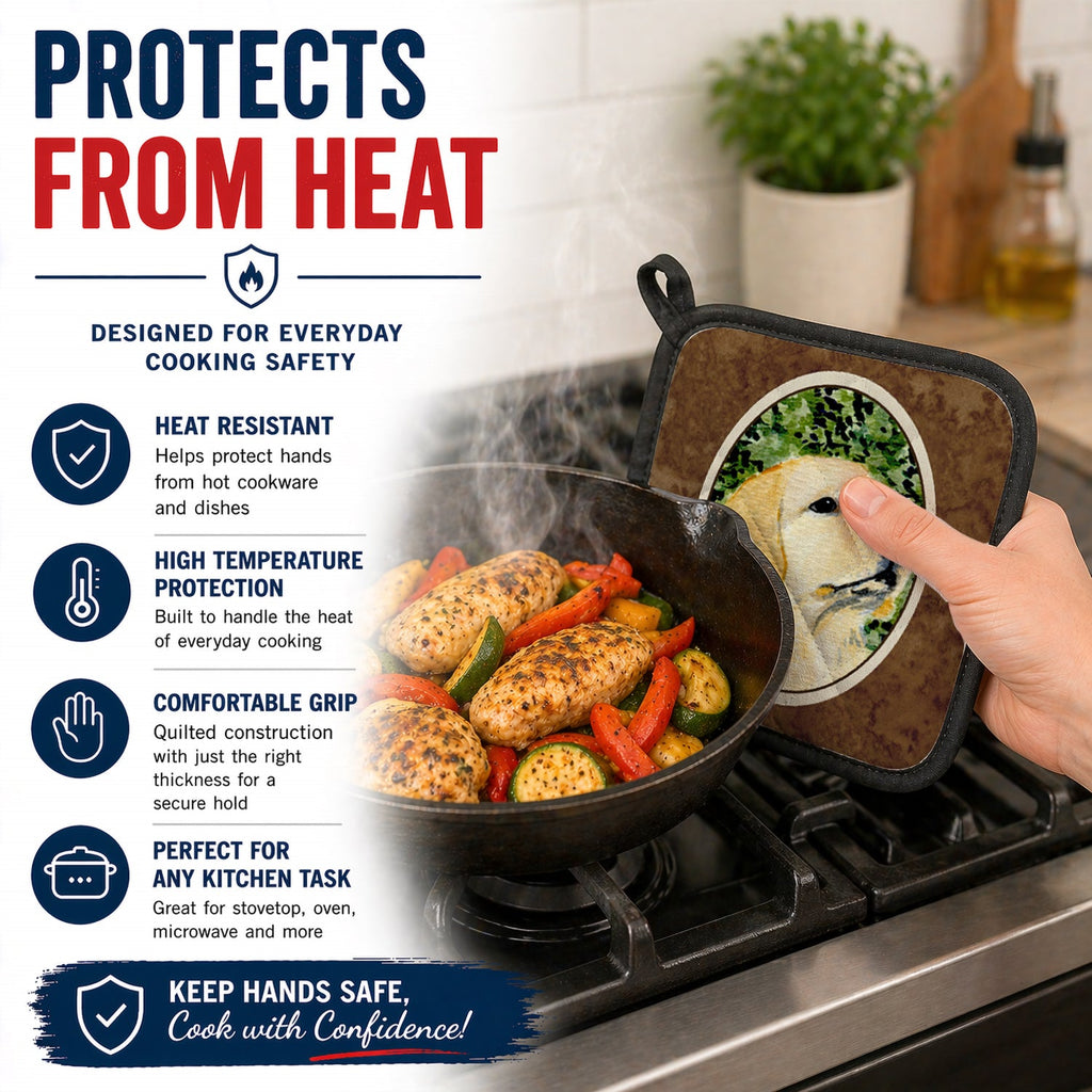 Labrador Pot Holder Set of 2 Heat Resistant Quilted Hot Pads 7.5 x 7.5 Inch, Insulated Kitchen Trivets for Cooking & Baking