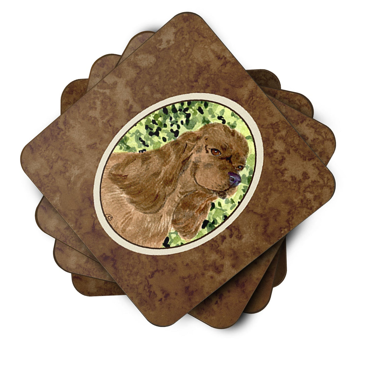 Cocker Spaniel Foam Coasters Set of 4 Cup Coasters for Indoor Outdoor, Tabletop Protection, Anti Slip, Mouse pad Material