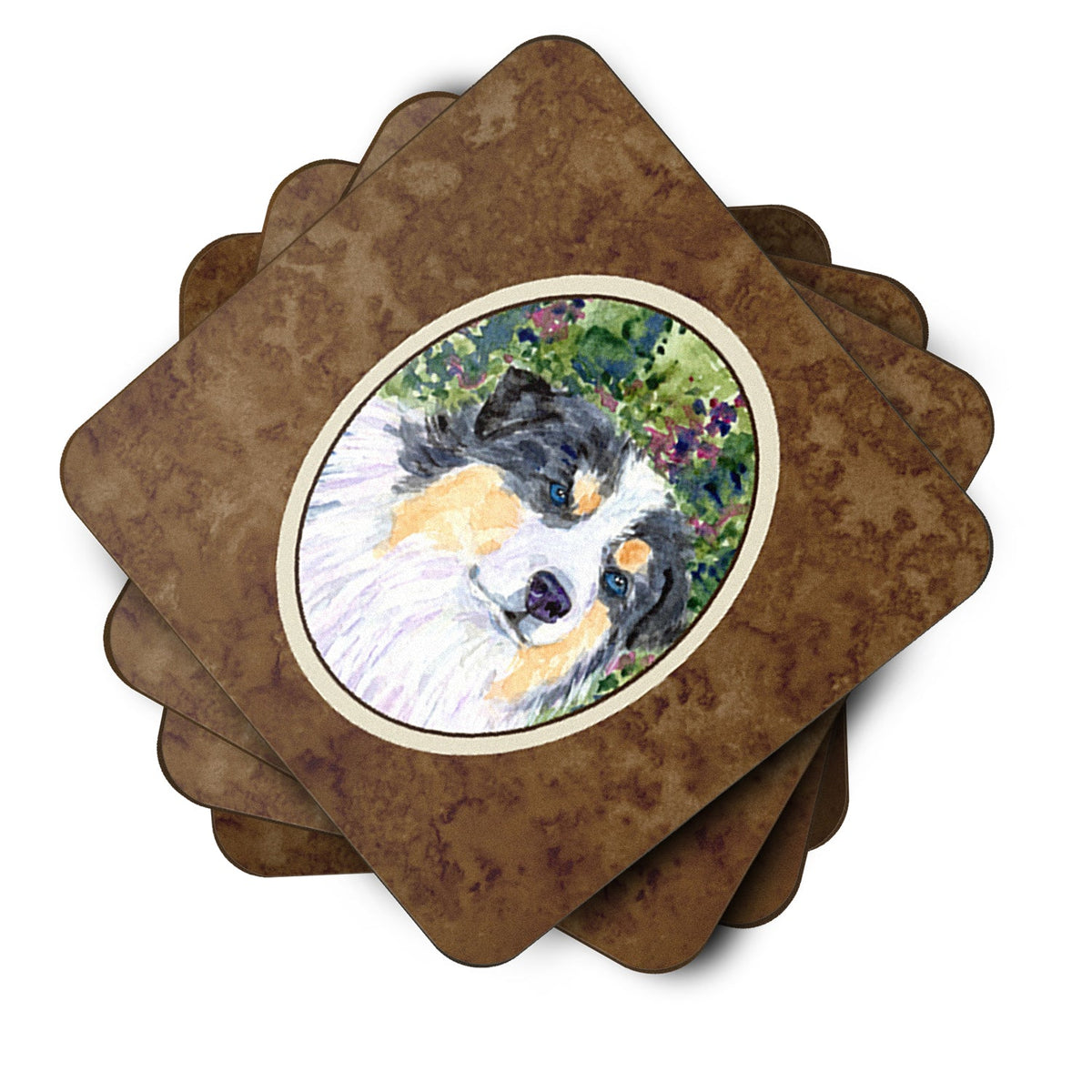 Australian Shepherd Foam Coasters Set of 4 Cup Coasters for Indoor Outdoor, Tabletop Protection, Anti Slip, Mouse pad Material