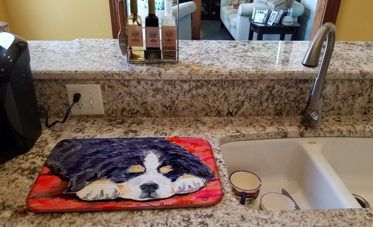Bernese Mountain Dog Dish Drying Mat Absorbent Dish Drying Mat Pad for Kitchen Counter Dish Drainer Mat for Countertop, 14 x 21", Multicolor
