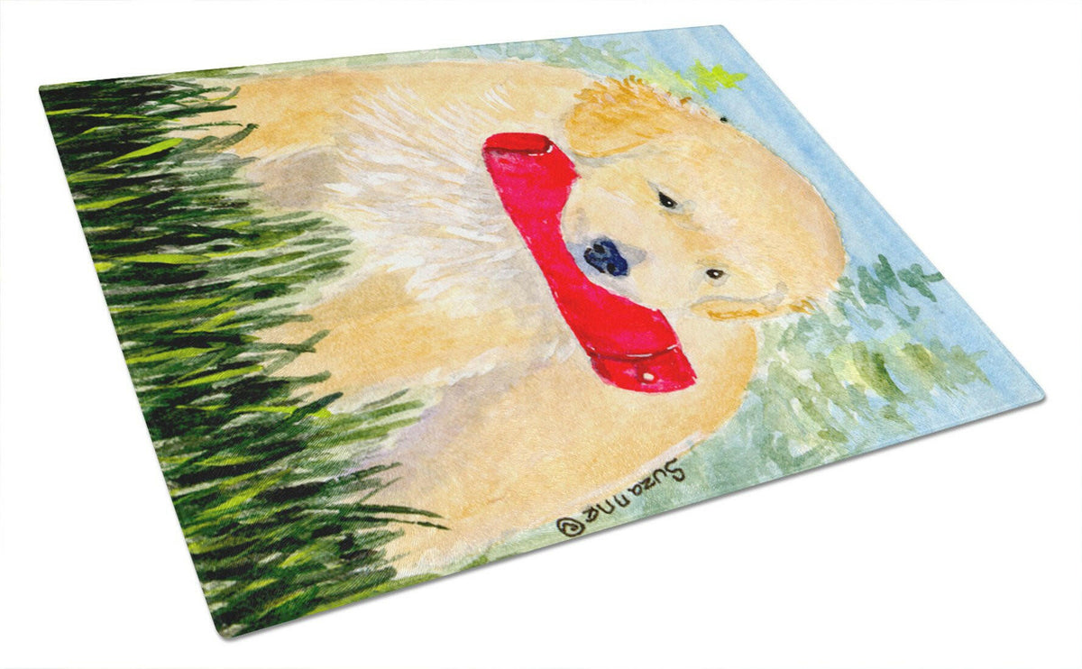 Golden Retriever Cutting Board Tempered Glass Kitchen Cutting Surface, Heat Resistant Chopping, Non-Slip Feet, Food Prep & Serving