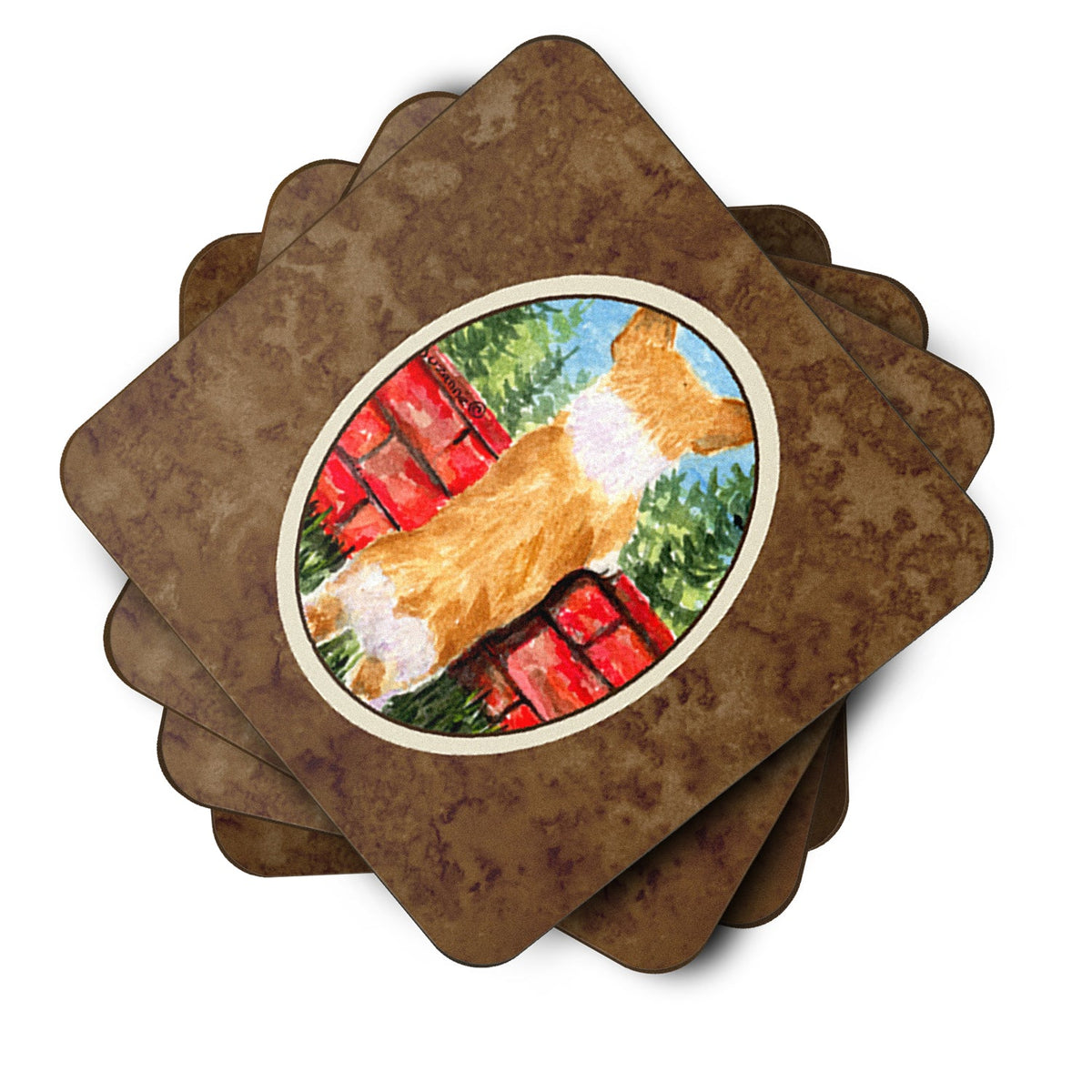 Corgi Foam Coasters Set of 4 Cup Coasters for Indoor Outdoor, Tabletop Protection, Anti Slip, Mouse pad Material