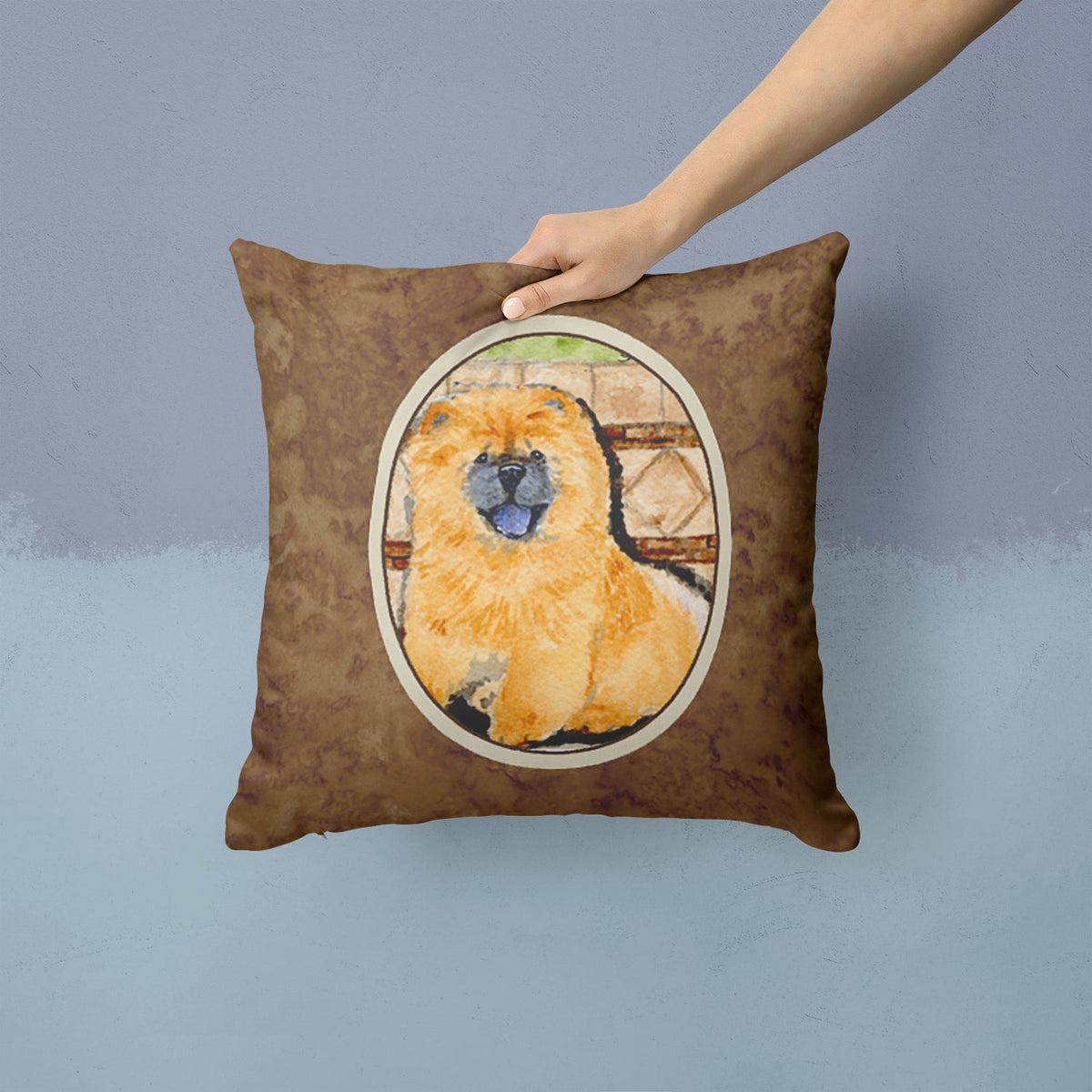 Chow Chow Decorative Throw Pillow 14x14 Indoor Outdoor Accent Cushion, Fabric Cover with Insert for Sofa, Bed, Porch & Living Room
