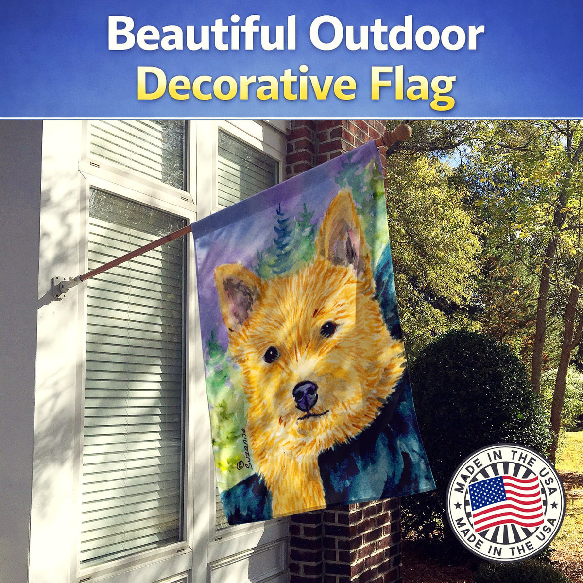 Norwich Terrier House Flag 28x40 Porch Sleeve Pole Decorative Outside Yard Banner Artwork Wall Hanging, Polyester