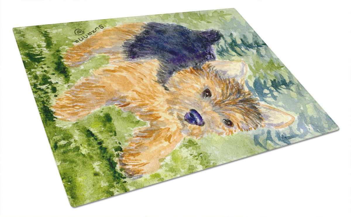 Norwich Terrier Cutting Board Tempered Glass Kitchen Cutting Surface, Heat Resistant Chopping, Non-Slip Feet, Food Prep & Serving