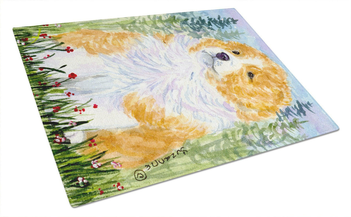 Sheltie Cutting Board Tempered Glass Kitchen Cutting Surface, Heat Resistant Chopping, Non-Slip Feet, Food Prep & Serving