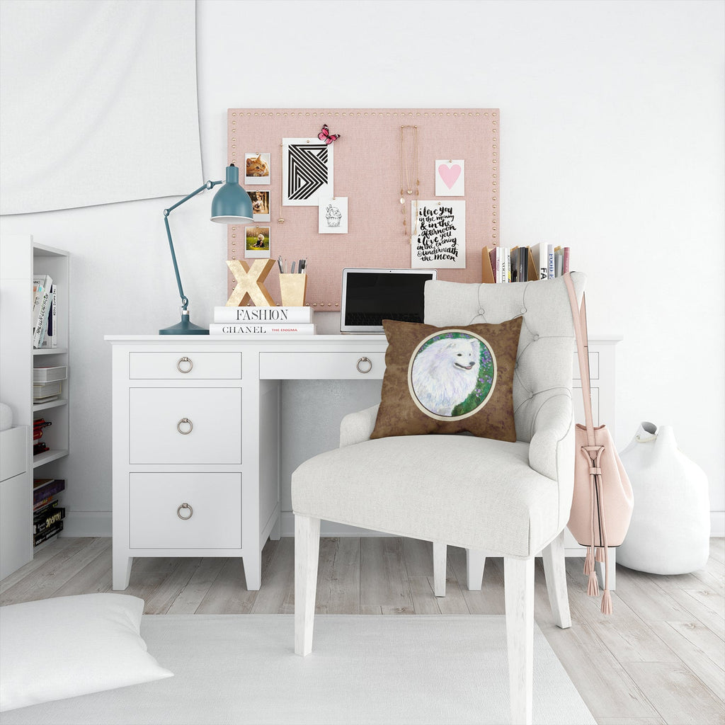American Eskimo Decorative Throw Pillow 14x14 Indoor Outdoor Accent Cushion, Fabric Cover with Insert for Sofa, Bed, Porch & Living Room