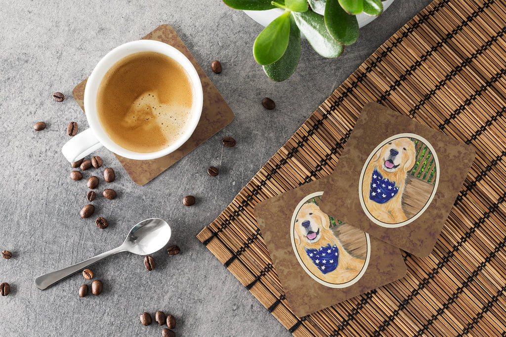 Golden Retriever Foam Coasters Set of 4 Cup Coasters for Indoor Outdoor, Tabletop Protection, Anti Slip, Mouse pad Material