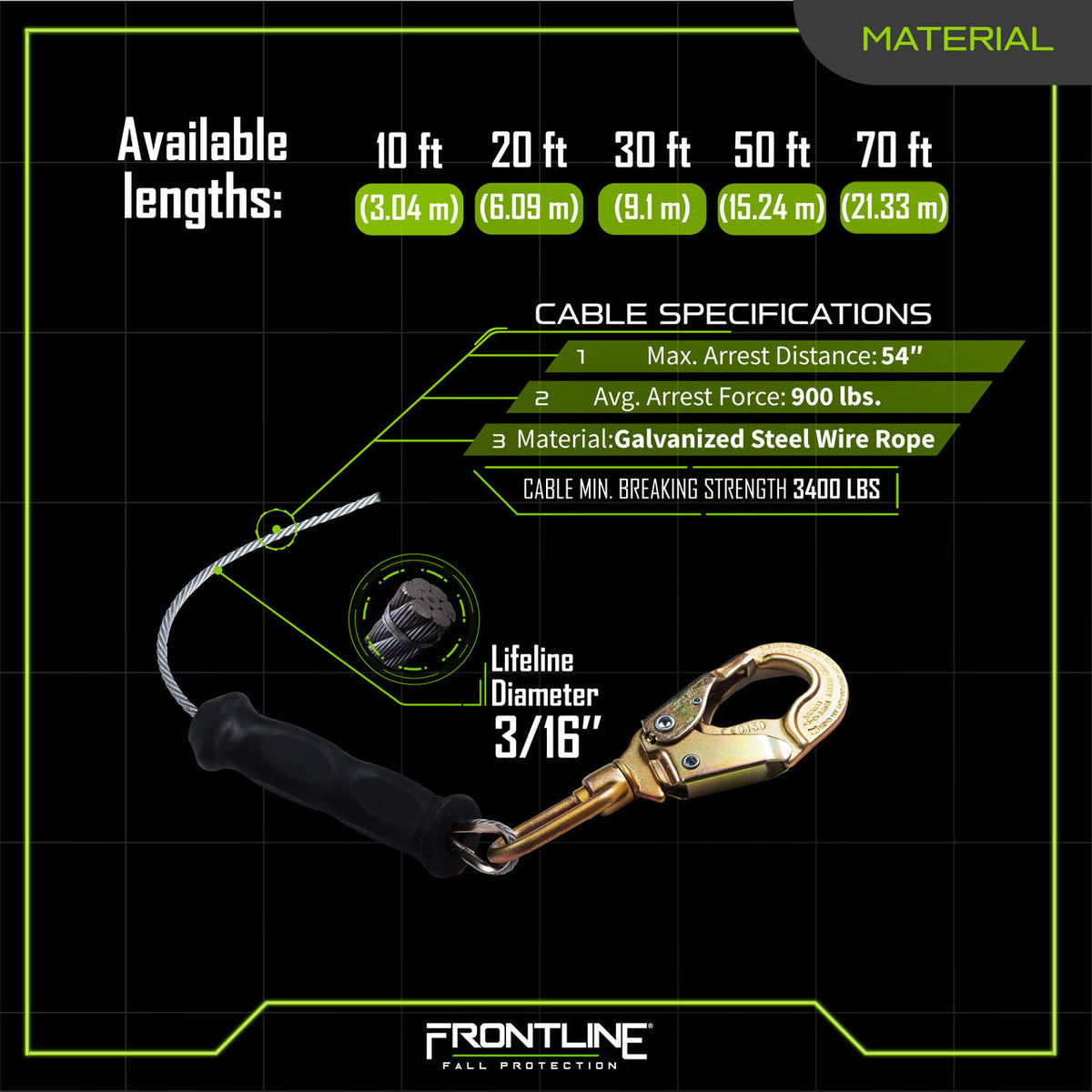 Frontline RPG Cable Single Leg SRL with Steel Snap Hook End