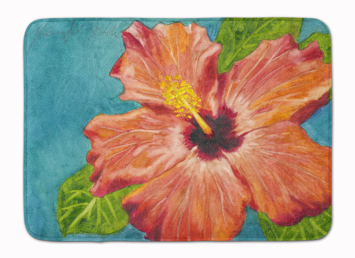 Coral Hibiscus by Malenda Trick Memory Foam Kitchen Mat Machine Washable Anti-Fatigue Cushion Comfort Bath or Kitchen Rug