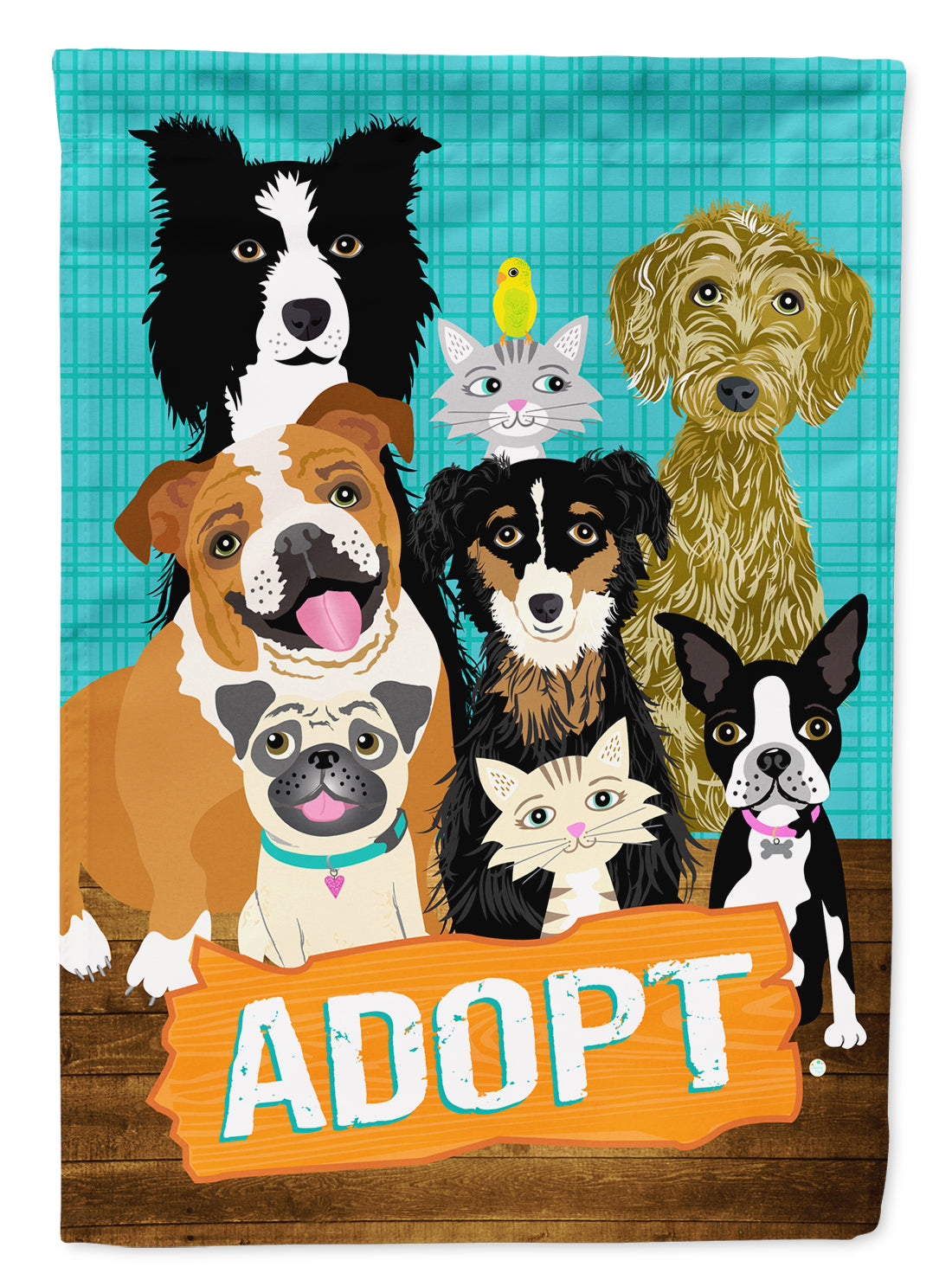 Adopt Pets Adoption House Flag 28x40 Porch Sleeve Pole Decorative Outside Yard Banner Artwork Wall Hanging, Polyester