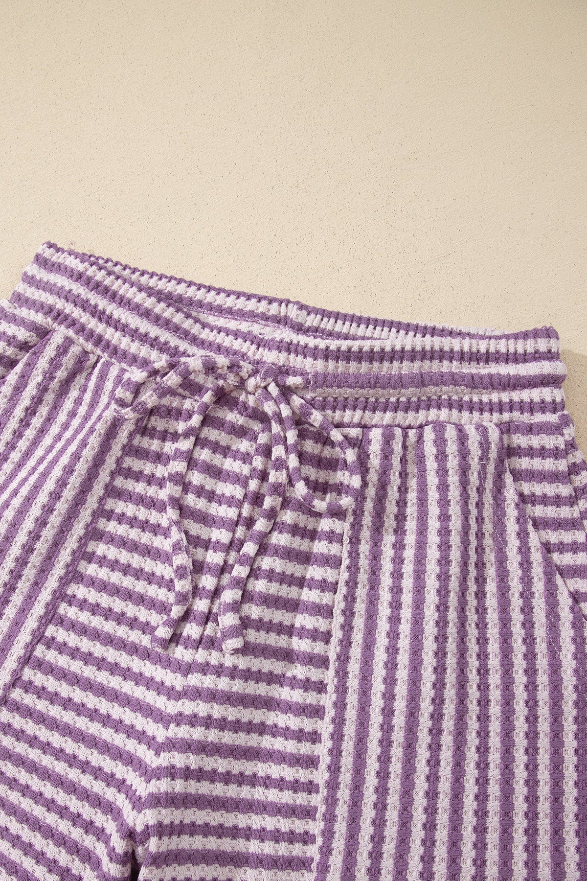 Stripe Textured Knit Top & Short Set