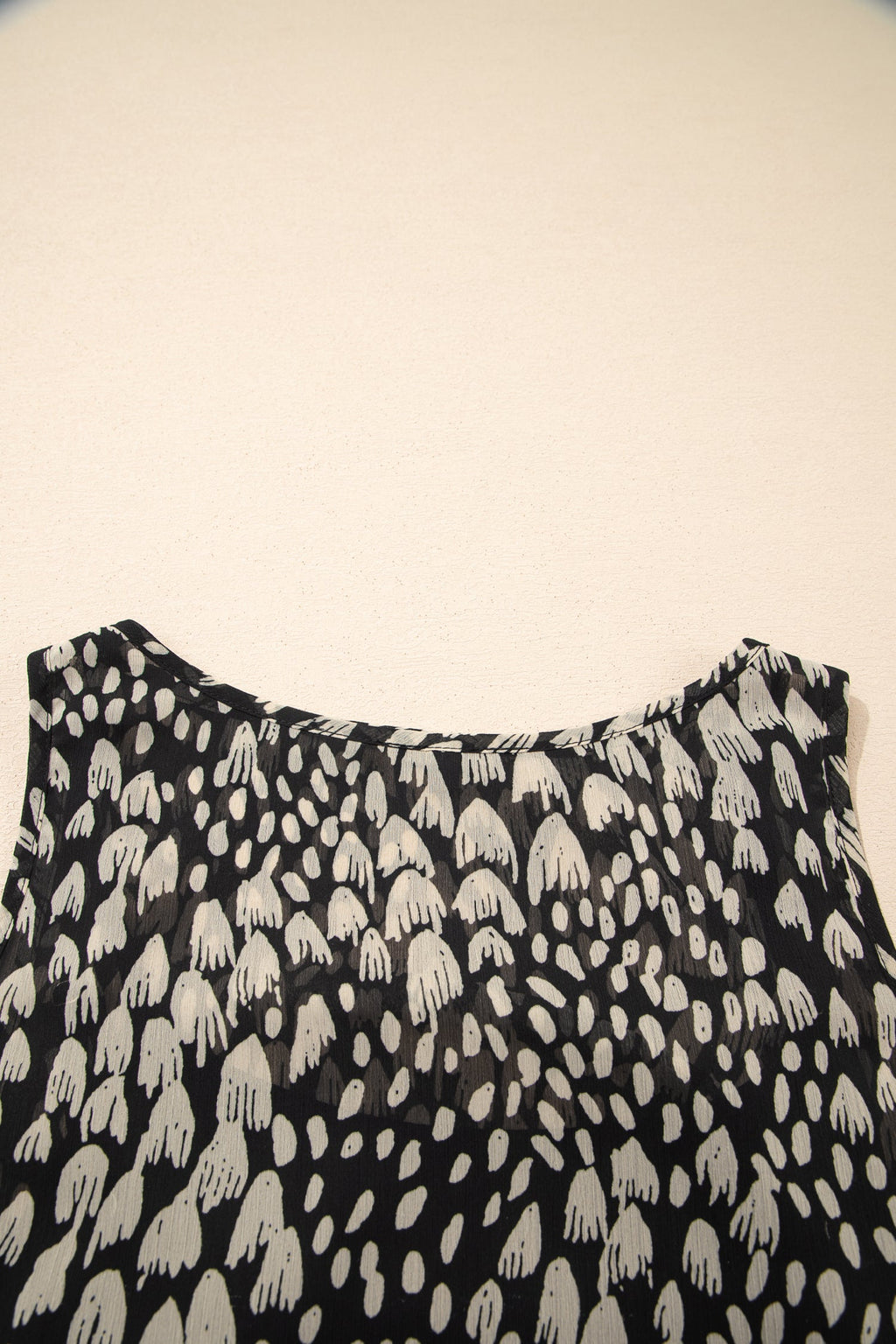 Abstract Dotted Sleeveless Maxi Dress
