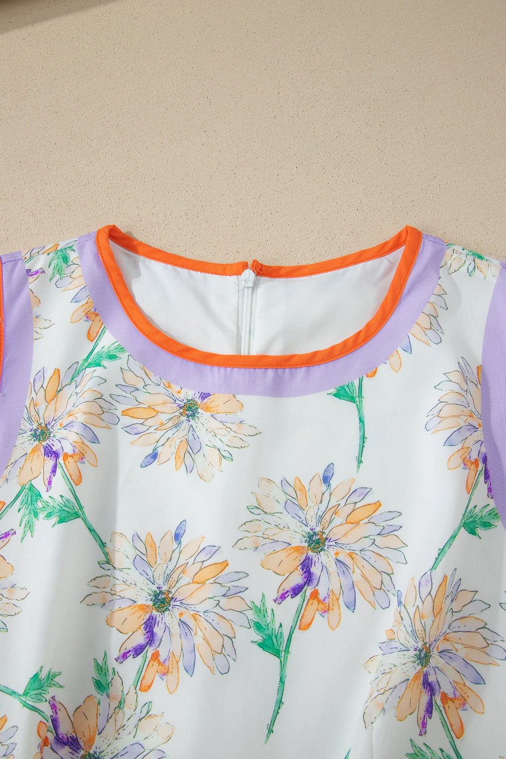 Floral Colorblock Trim Belted Sleeveless Maxi Dress